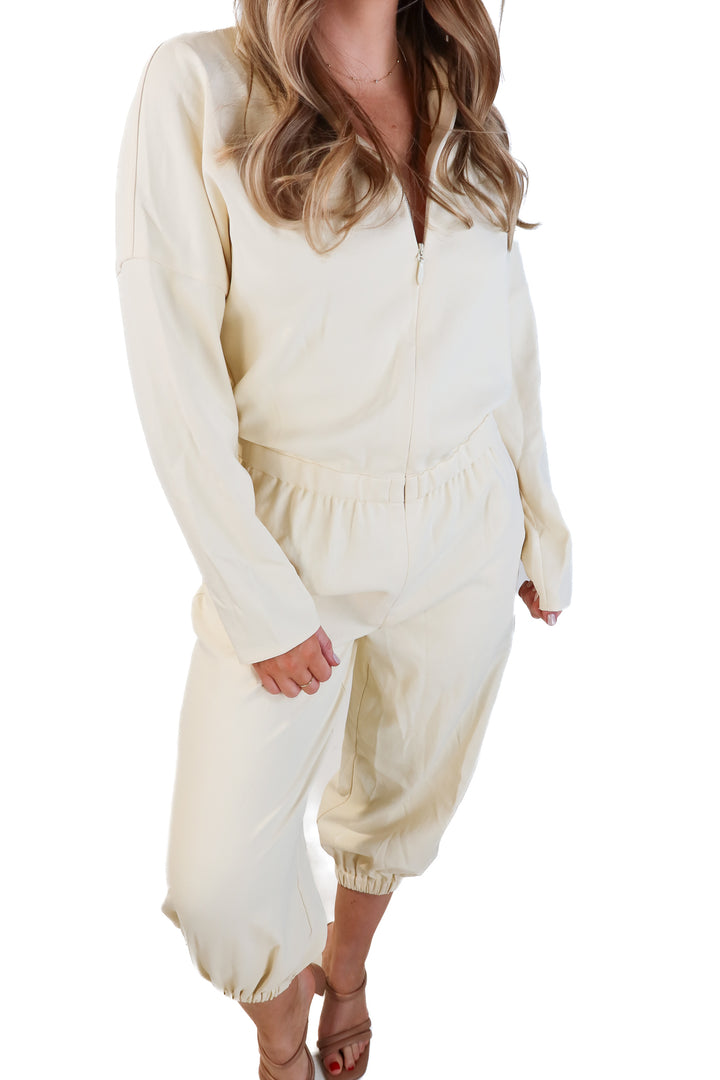 Tibi cream jogger style jumpsuit NWT (xs; retail $298)