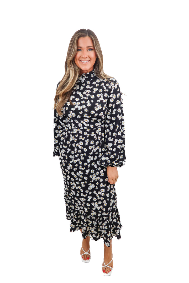 missguided black high neck floral dress NWT (6; retail $63)