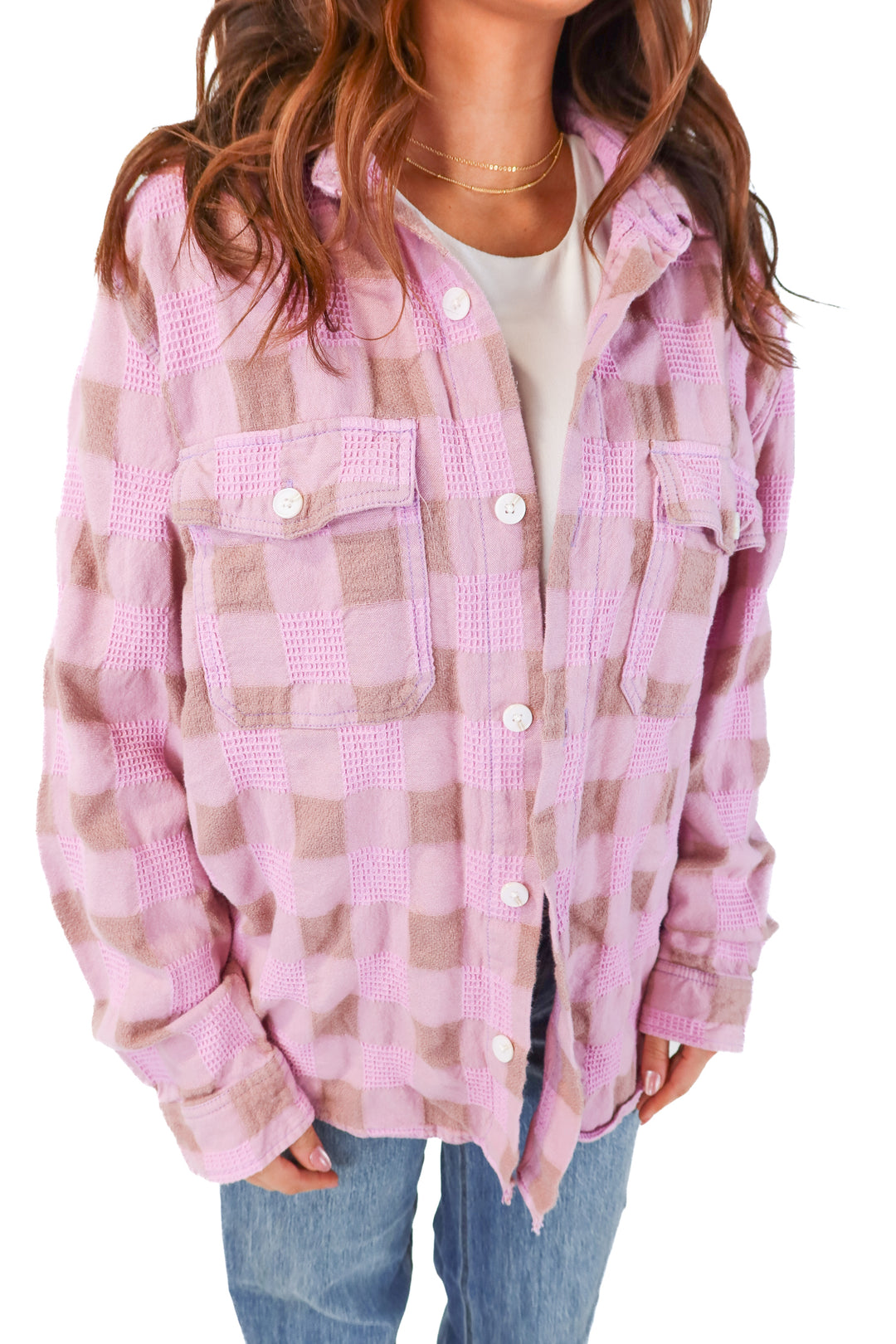 bdg purple checkered button up (m; retail $49)