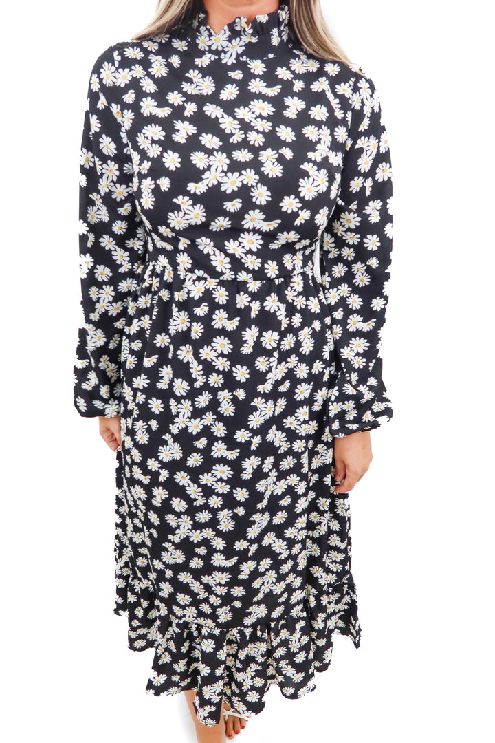 missguided black high neck floral dress NWT (6; retail $63)