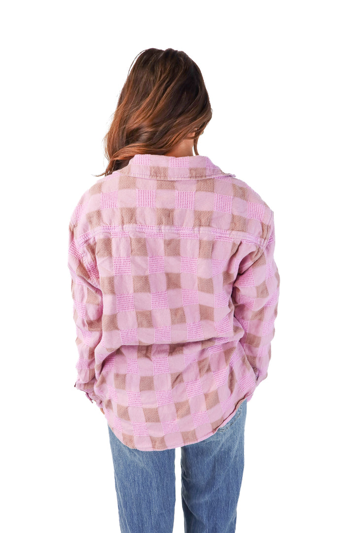 bdg purple checkered button up (m; retail $49)