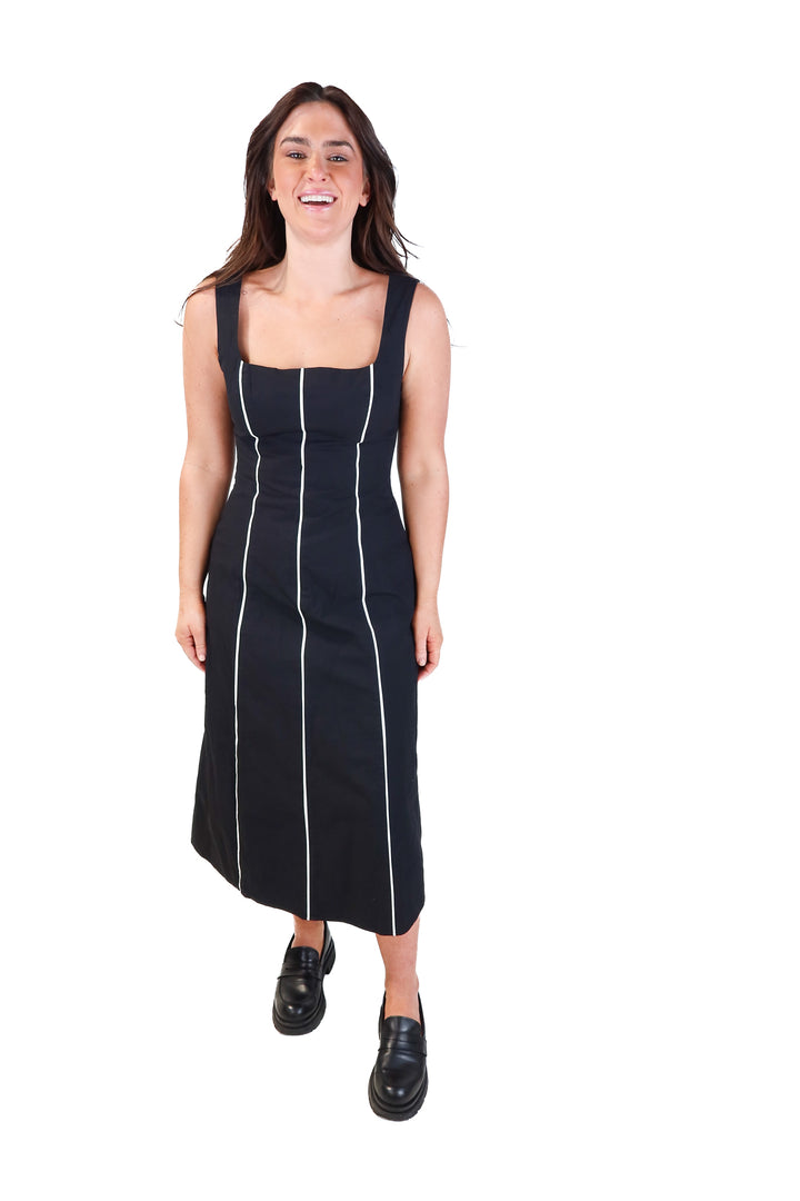 Vici black/white striped maxi dress (m; retail $84)