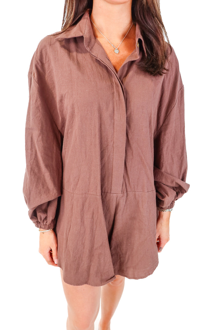 showpo brown button up romper NWT (4)*