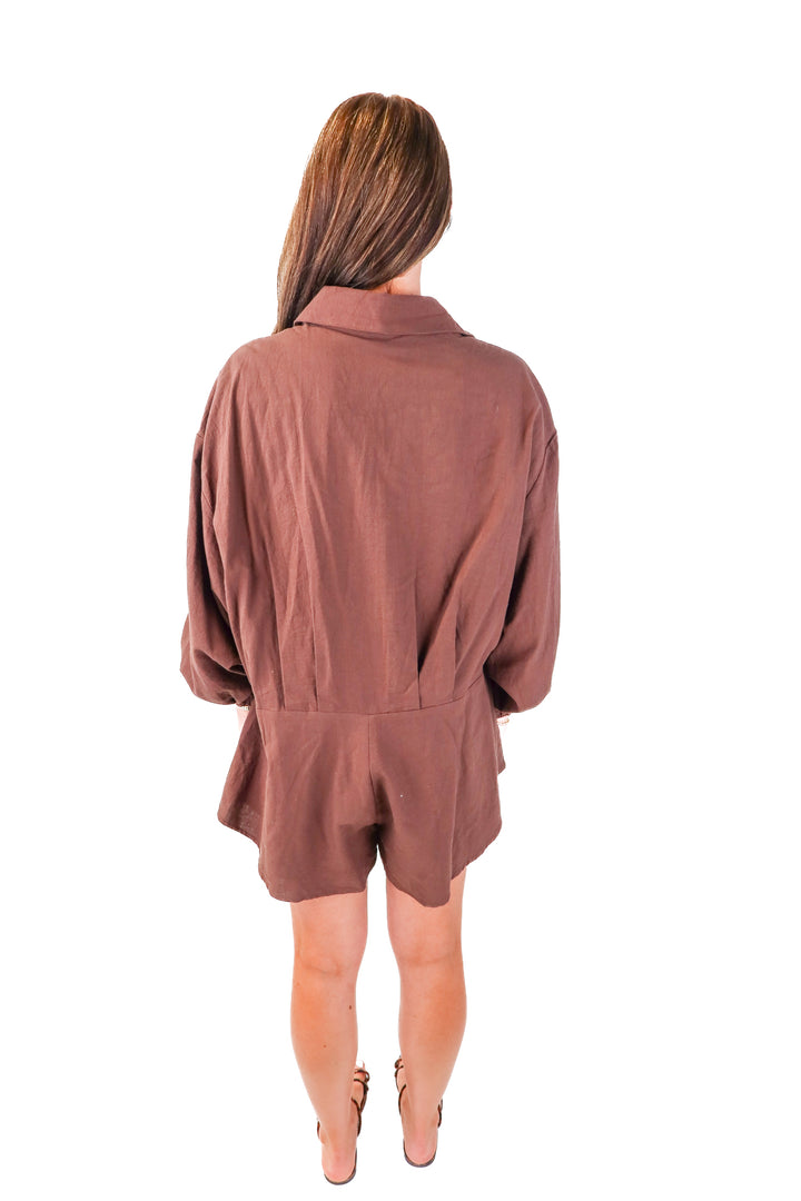 showpo brown button up romper NWT (4)*