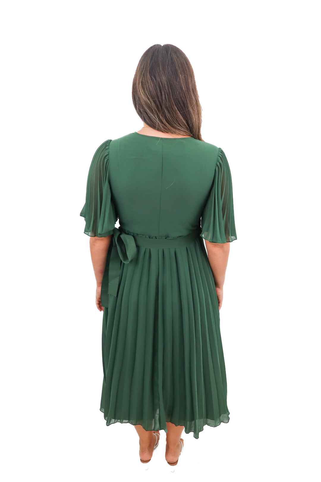 asos design green pleated wrap dress (8)