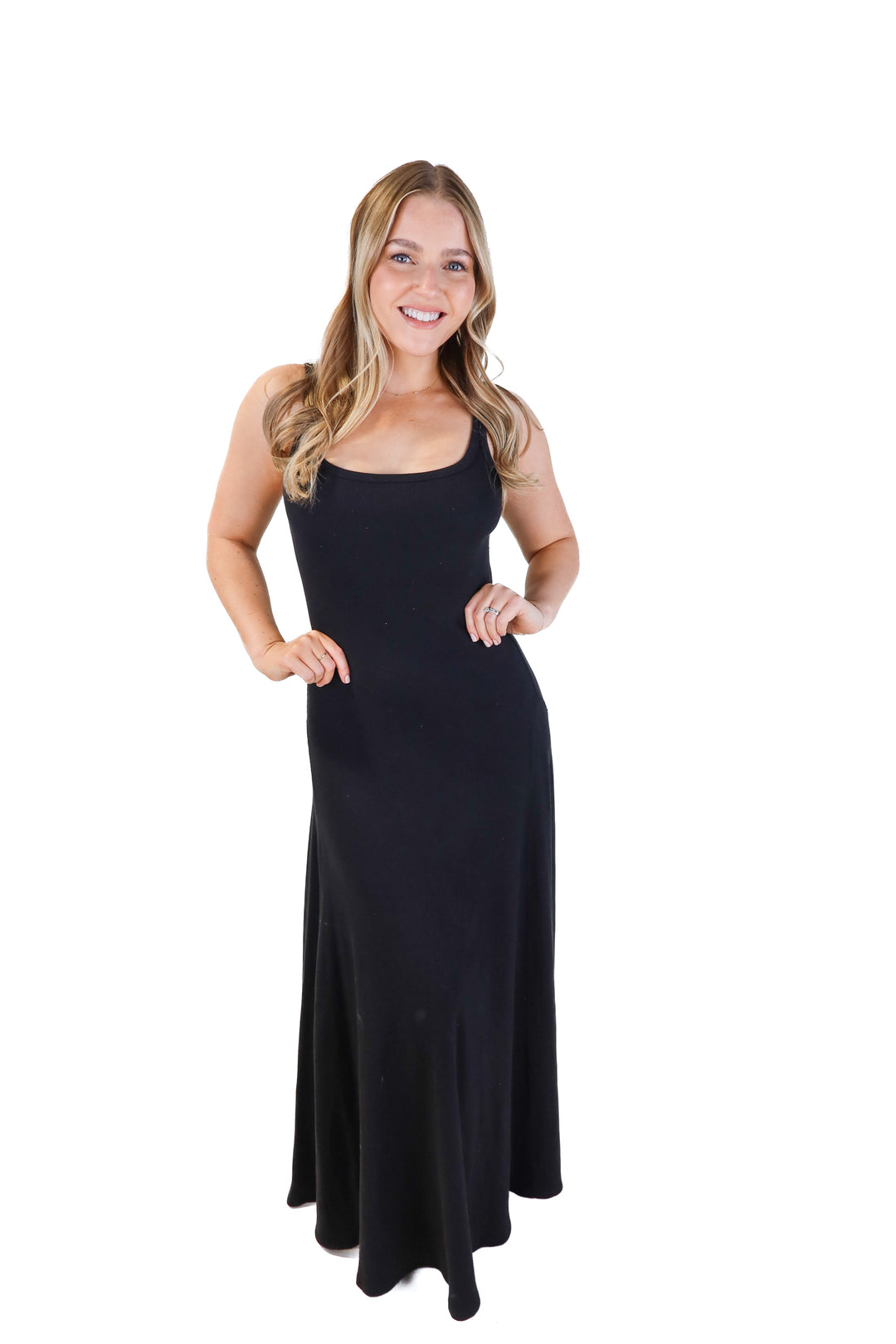Buck mason black knit maxi dress (s; retail $118)