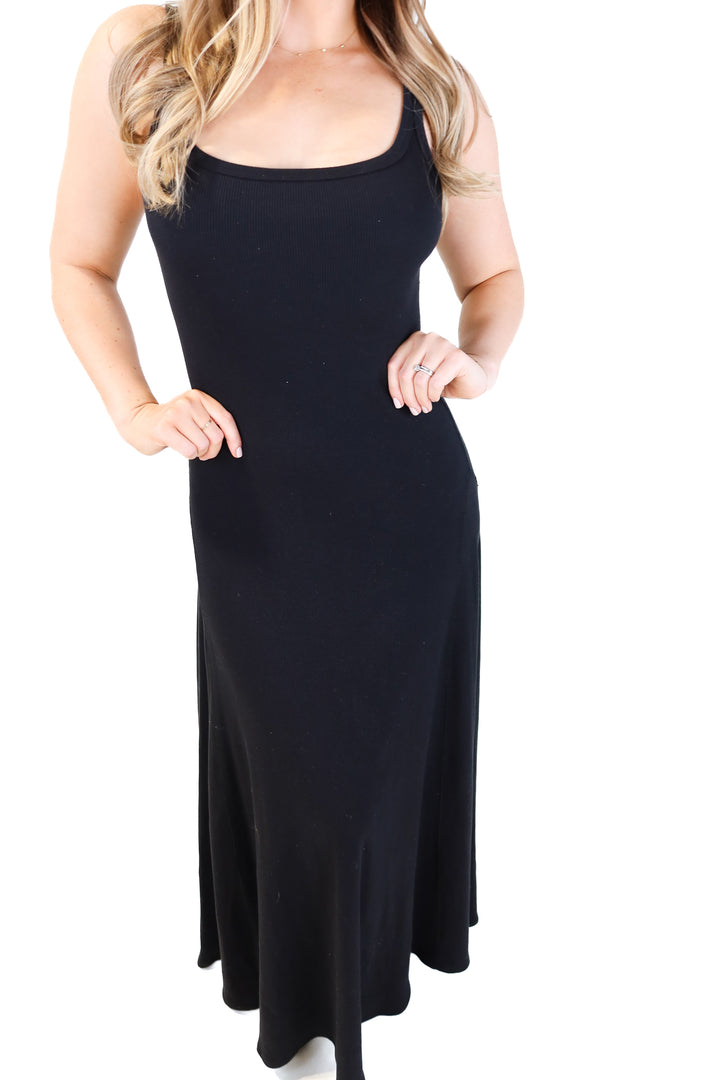 Buck mason black knit maxi dress (s; retail $118)
