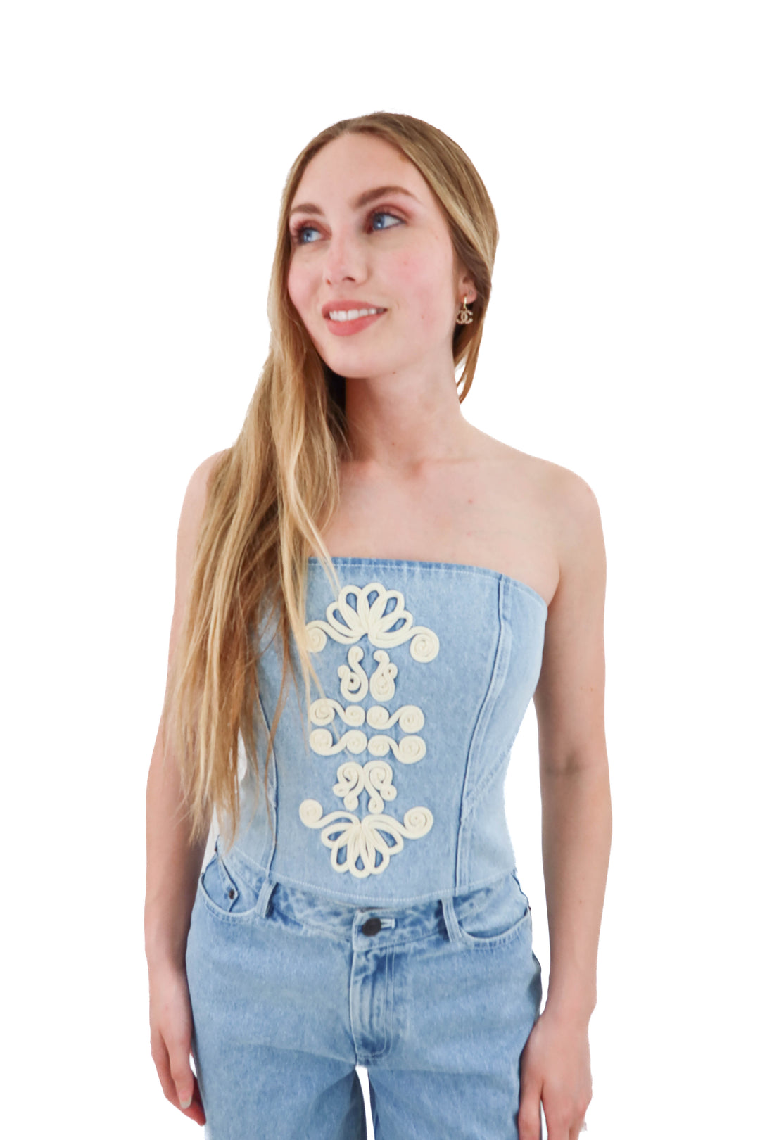 the wolf gang el toro denim bustier nwt (XS; retail $320)