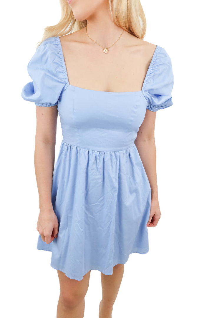 copper key blue mini dress