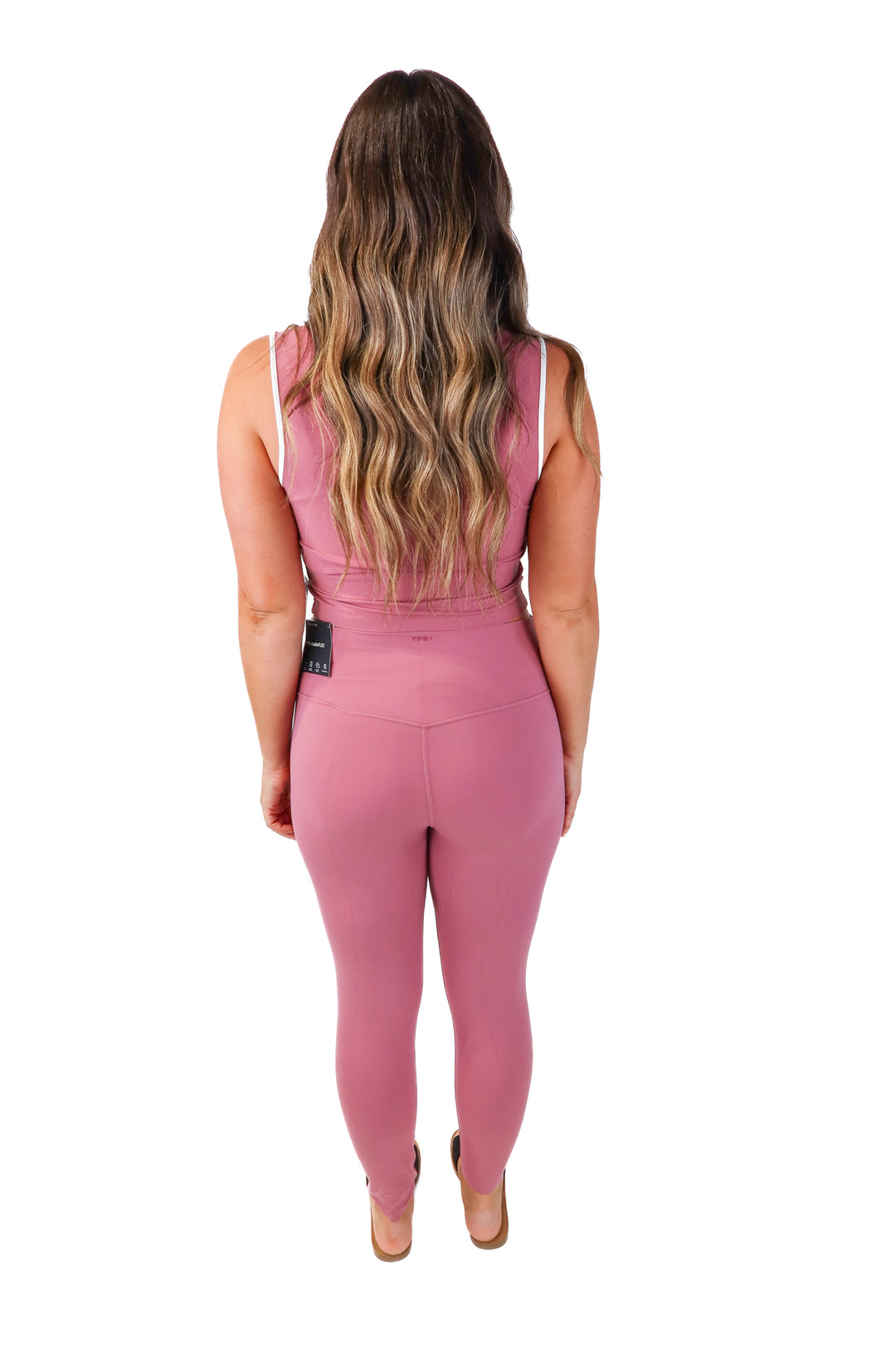 YPB pink/white activewear set NWT (L; retail $100)