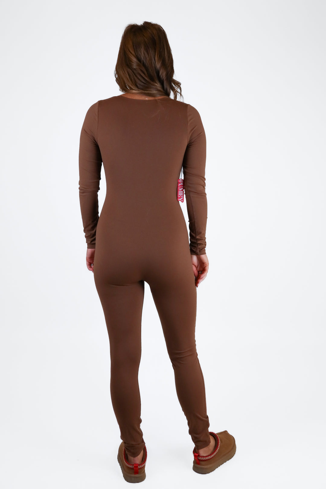 pumiey dark brown fitted long sleeve jumpsuit NWT (S)
