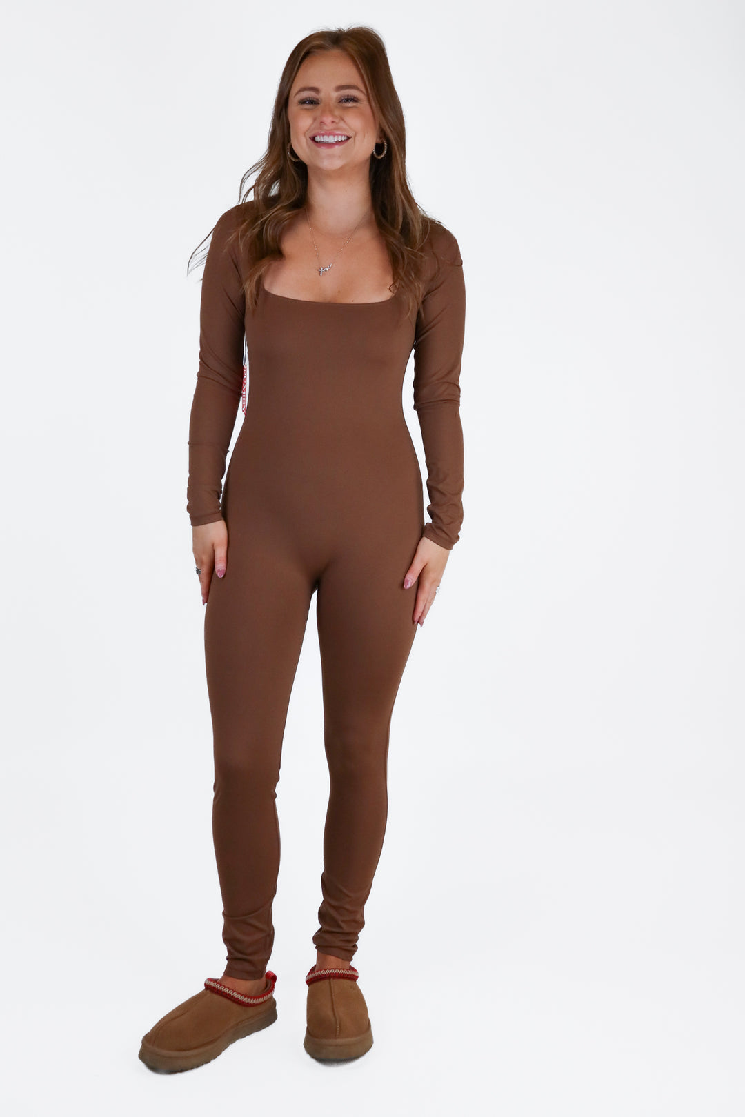 pumiey dark brown fitted long sleeve jumpsuit NWT (S)