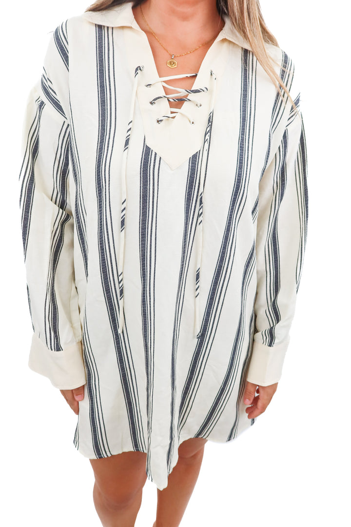 jacquie the label cream striped shift dress NWT (m)