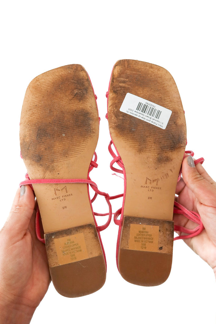 Marc Fisher pink lace up sandals (9)