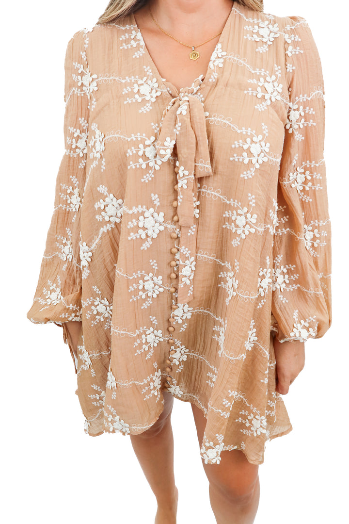eb luxe brown floral dress (m)