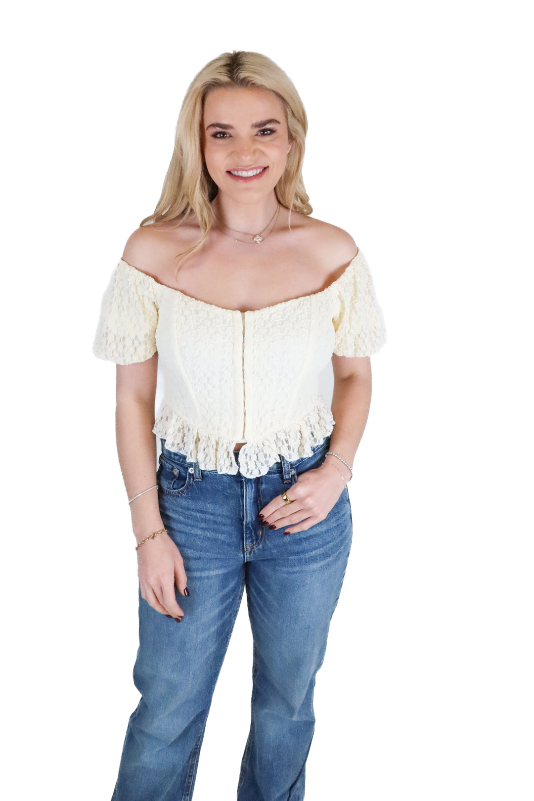 Vici Cream Lace Corset Top (S; retail $58)