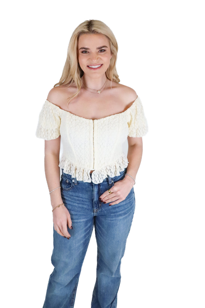 Vici Cream Lace Corset Top (S; retail $58)