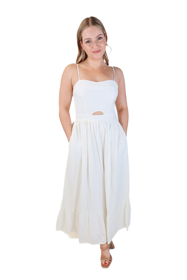 Vici white linen maxi dress NWT (m; retails for $78)