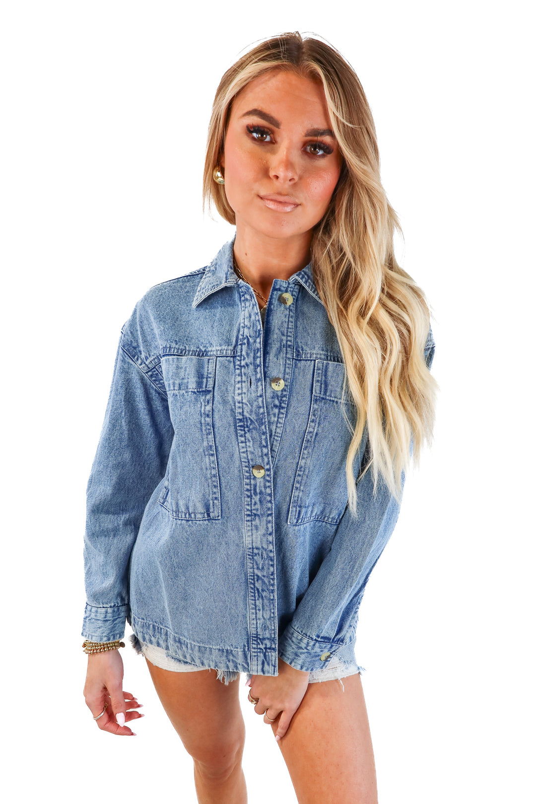 Laffaire Medium Wash Denim Shacket (XS)