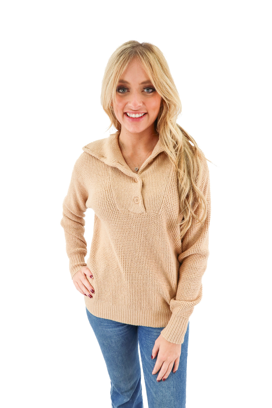 aerie brown waffle knit pullover (xs; retail $60)