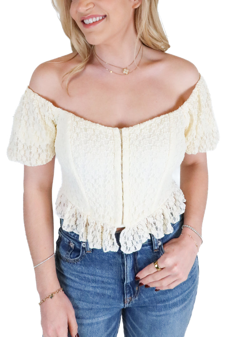 Vici Cream Lace Corset Top (S; retail $58)