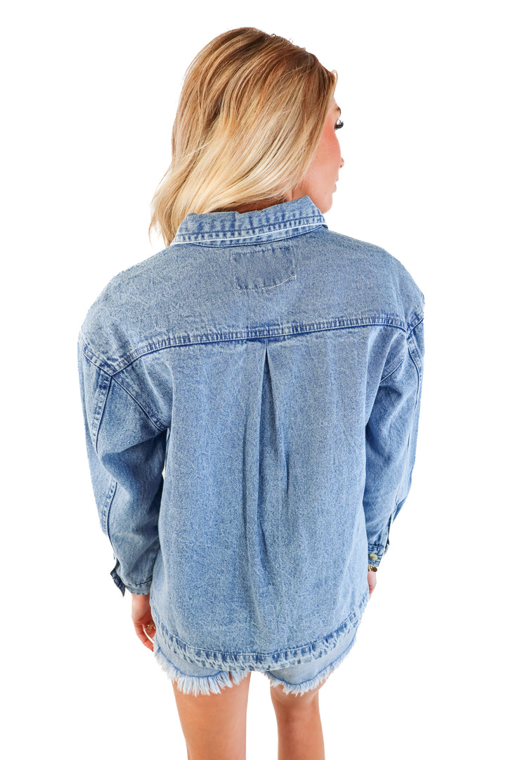 Laffaire Medium Wash Denim Shacket (XS)