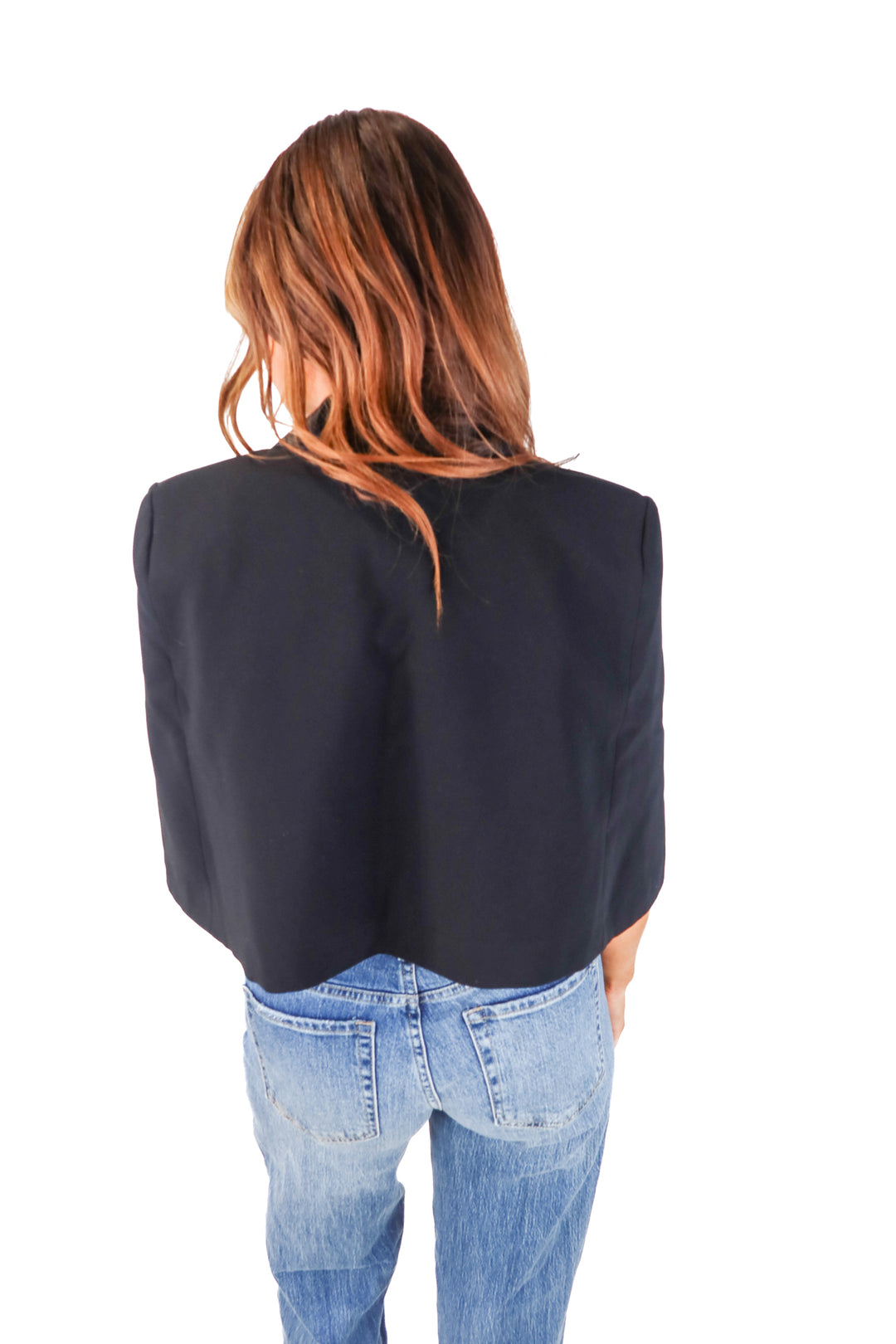 amanda uprichard black blazer cape (s; retail $230)