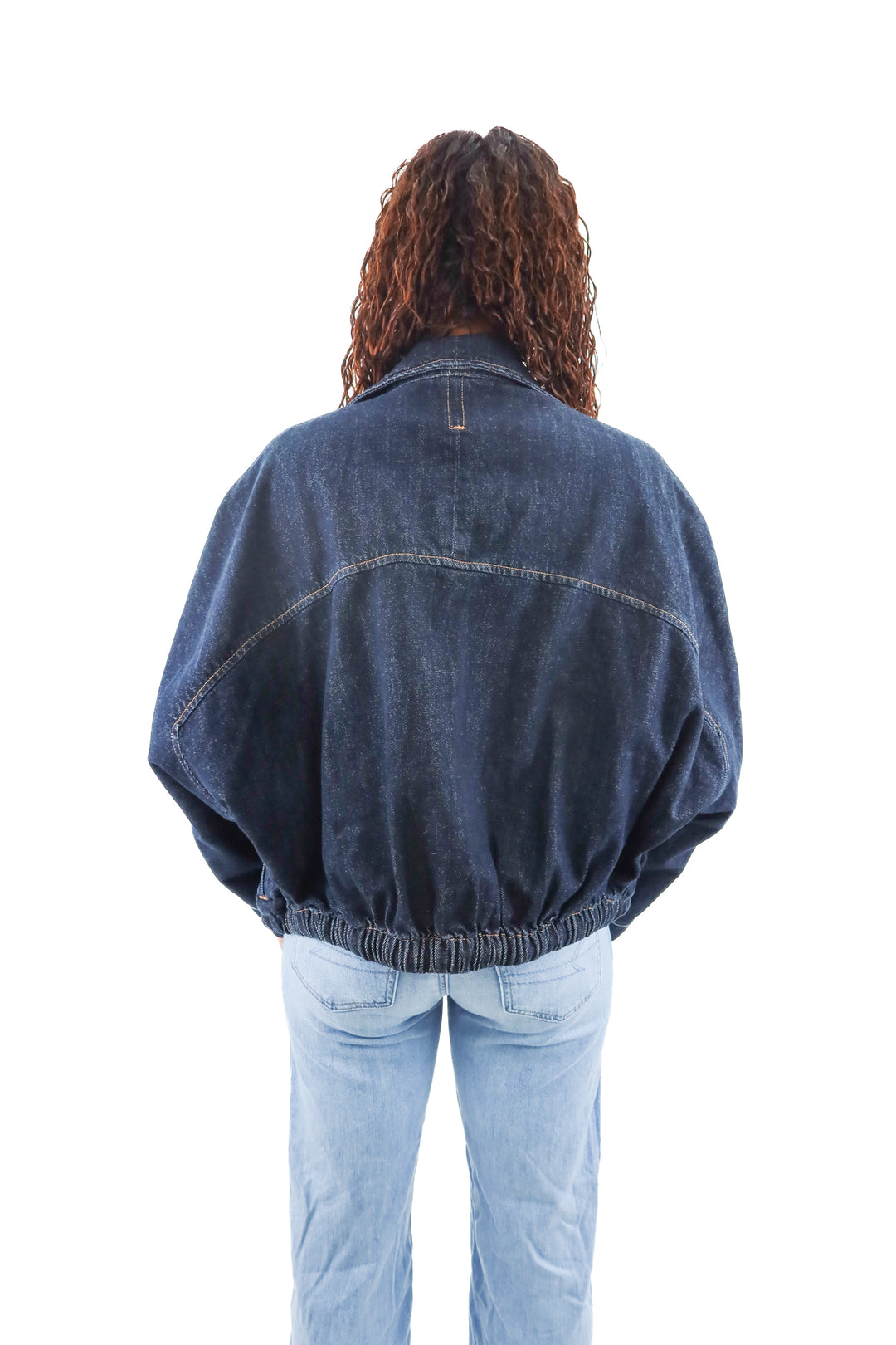 zara dark wash zipped denim jacket (m; retail $55)