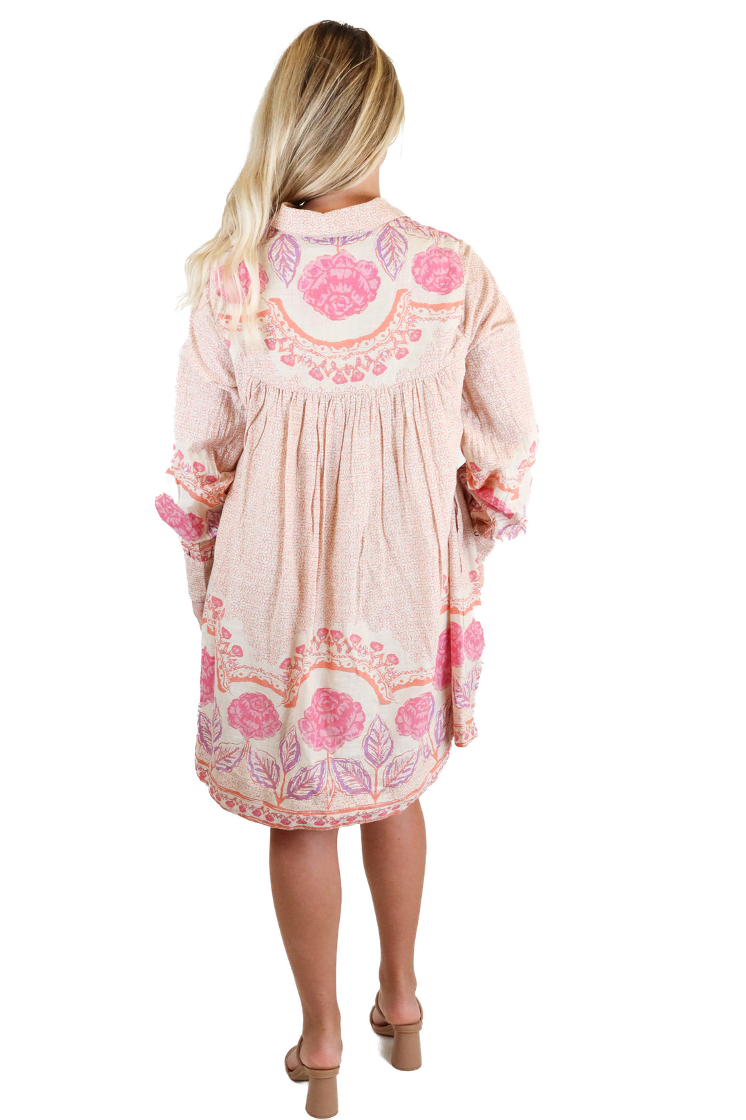 free people patterned button up shift dress (xs) NWT
