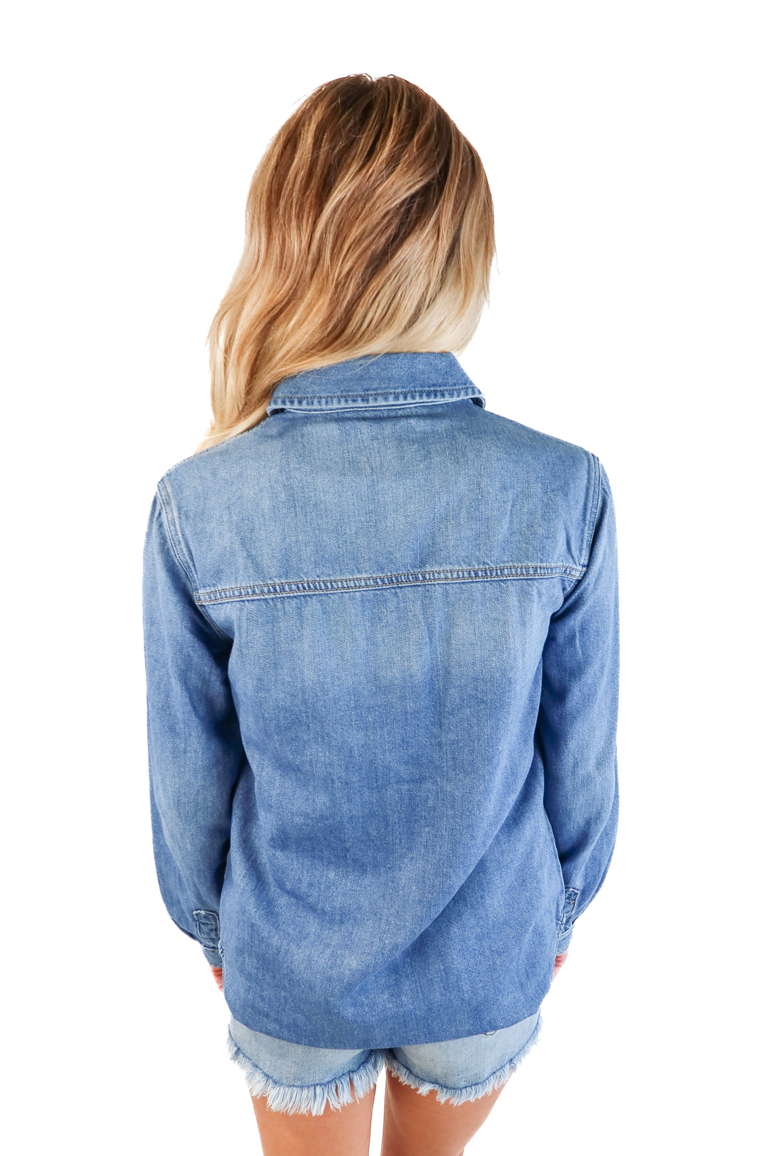 Hidden Medium Wash Denim Shacket NWT (XS)