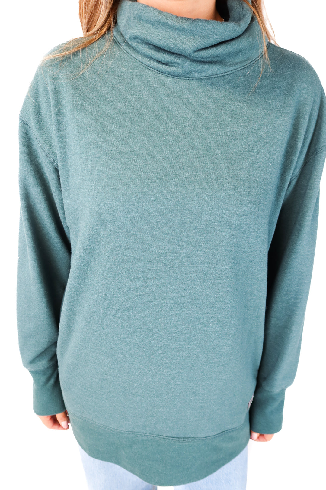 eddie bauer green cowl neck sweatshirt (M; retail $70)