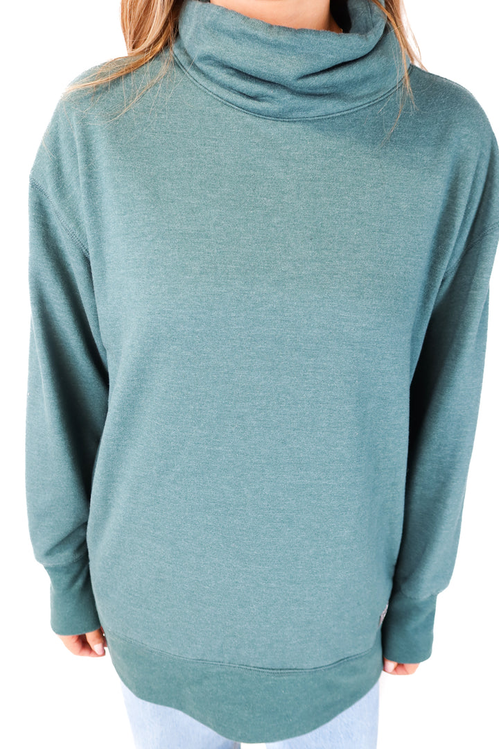 eddie bauer green cowl neck sweatshirt (M; retail $70)