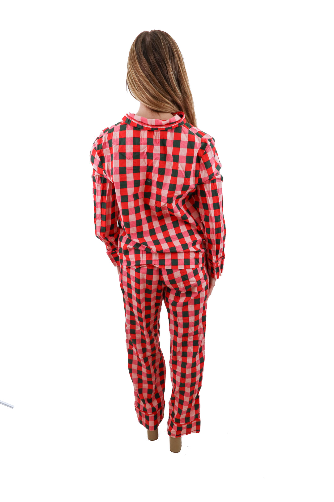 bando pink plaid pajamas (s; retail $98)