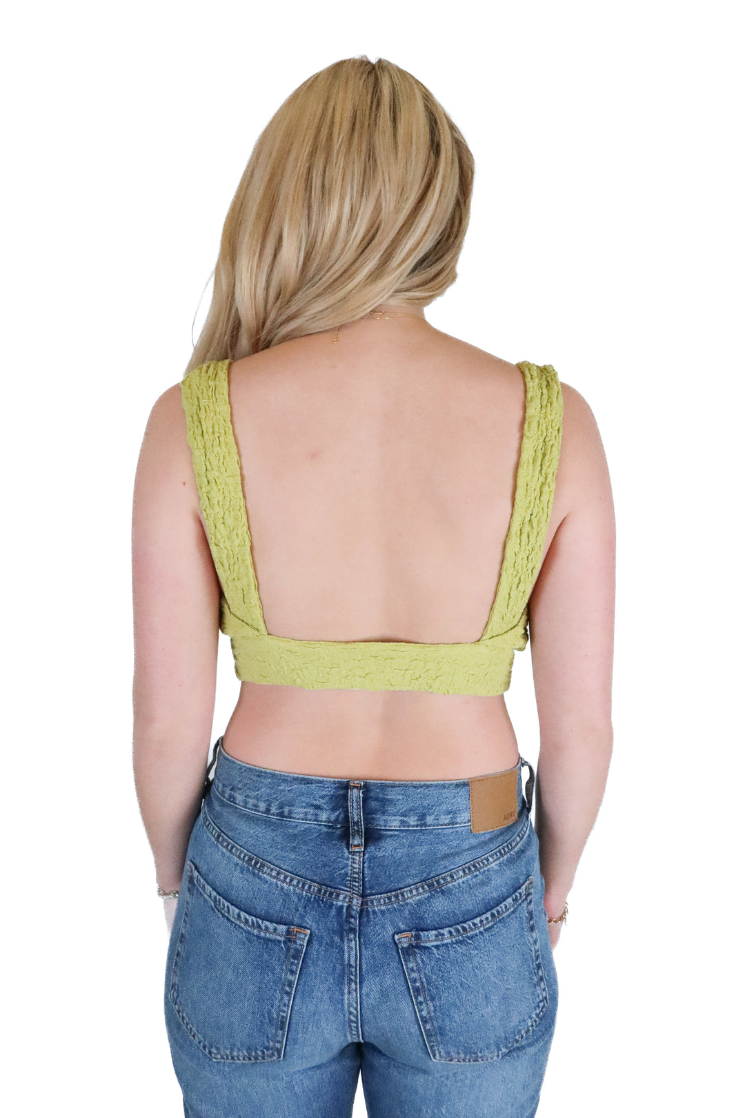 LPA Lime Green Crinkle Bra Top (XS; retail $88)