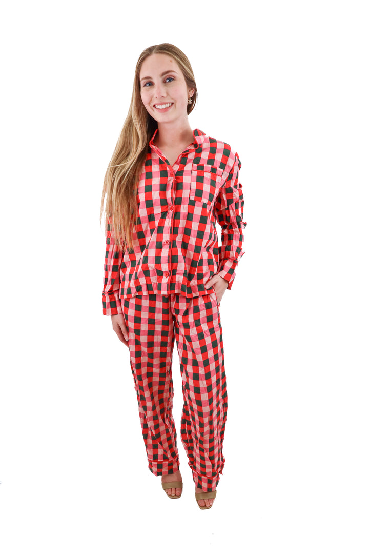 bando pink plaid pajamas (s; retail $98)