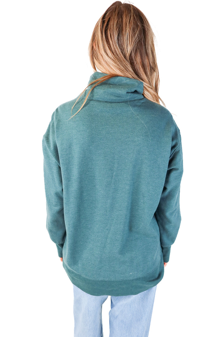 eddie bauer green cowl neck sweatshirt (M; retail $70)