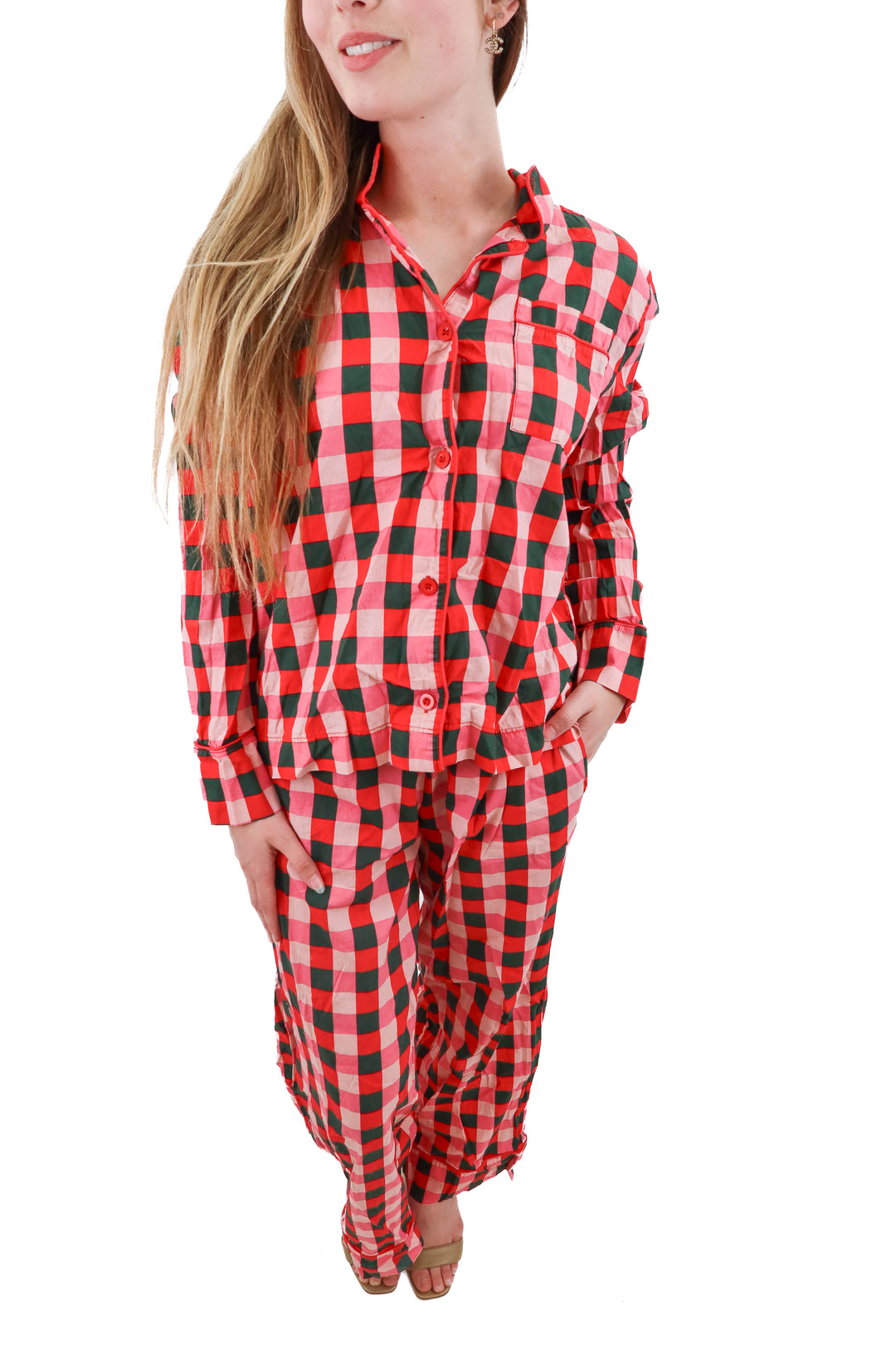 bando pink plaid pajamas (s; retail $98)