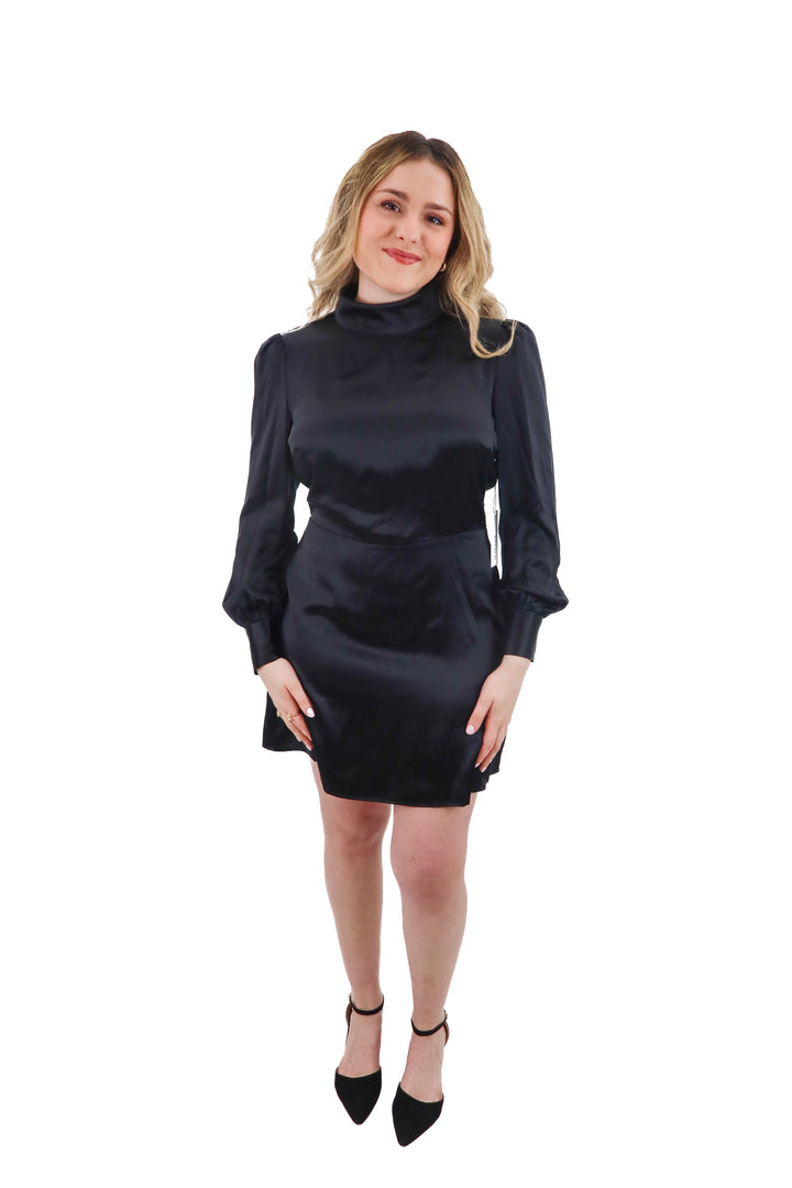 reformation black satin dress NWT (12; retail $278)