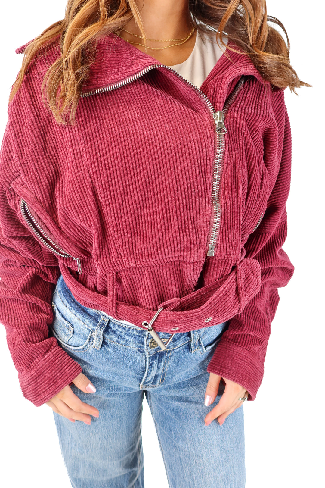 SLAY free people maroon corduroy jacket (s)
