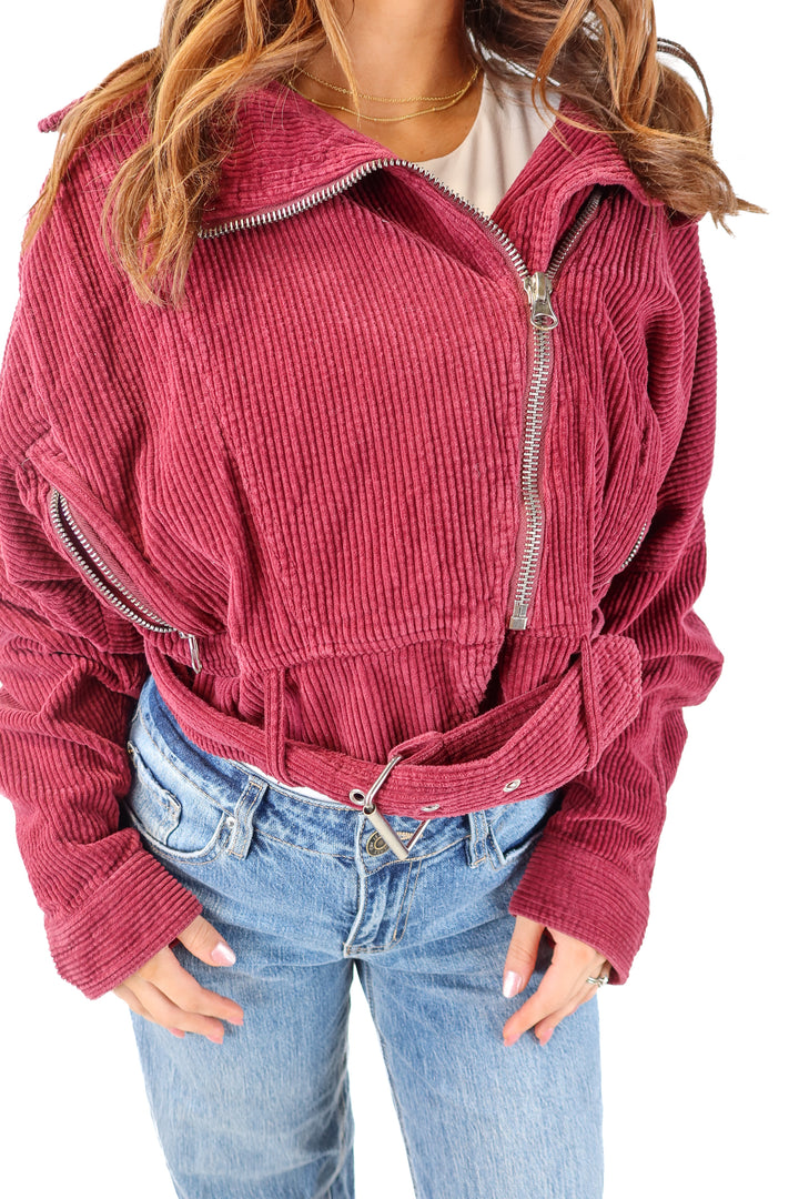 SLAY free people maroon corduroy jacket (s)