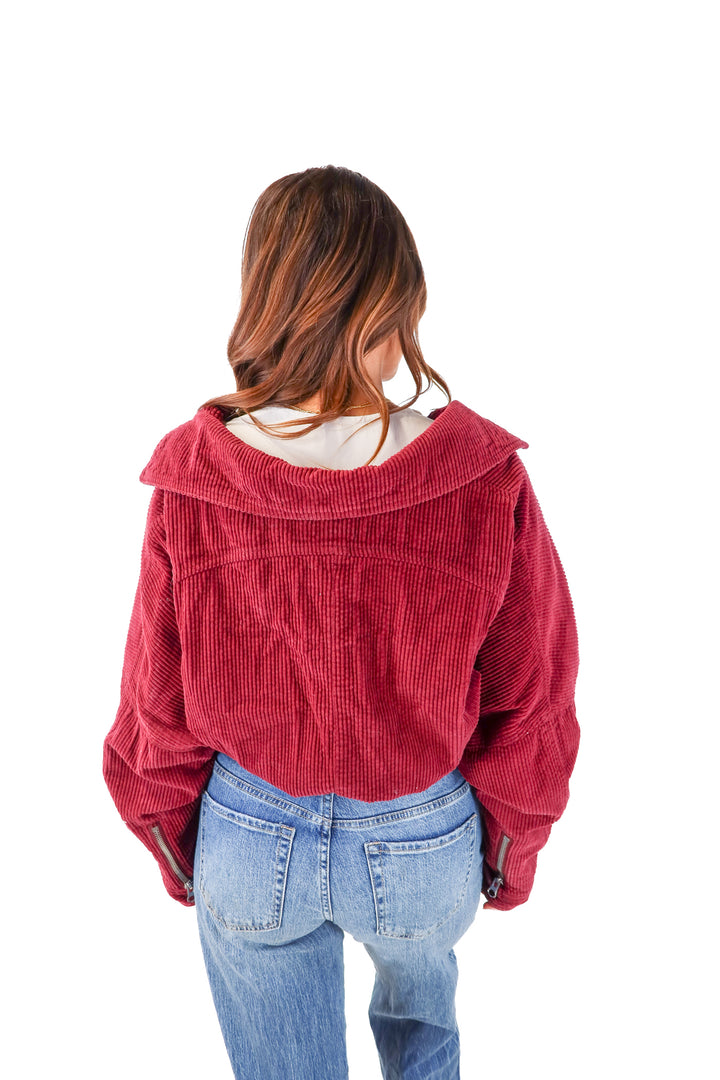 SLAY free people maroon corduroy jacket (s)