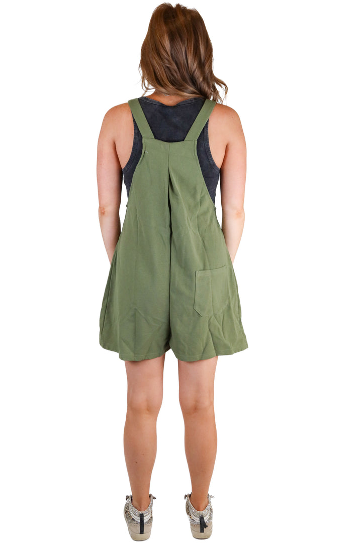 halara olive green waffle knit overall romper NWT (s; retail $44.95)