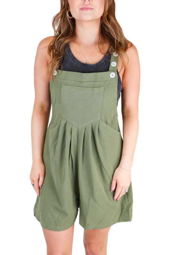 halara olive green waffle knit overall romper NWT (s; retail $44.95)