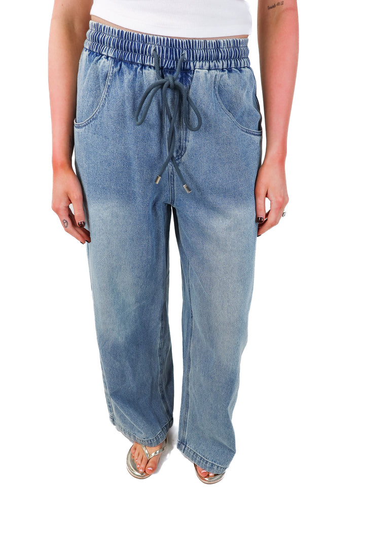Adriano Goldschmied x Fabrique light wash drawstring pants (s; retail $238)