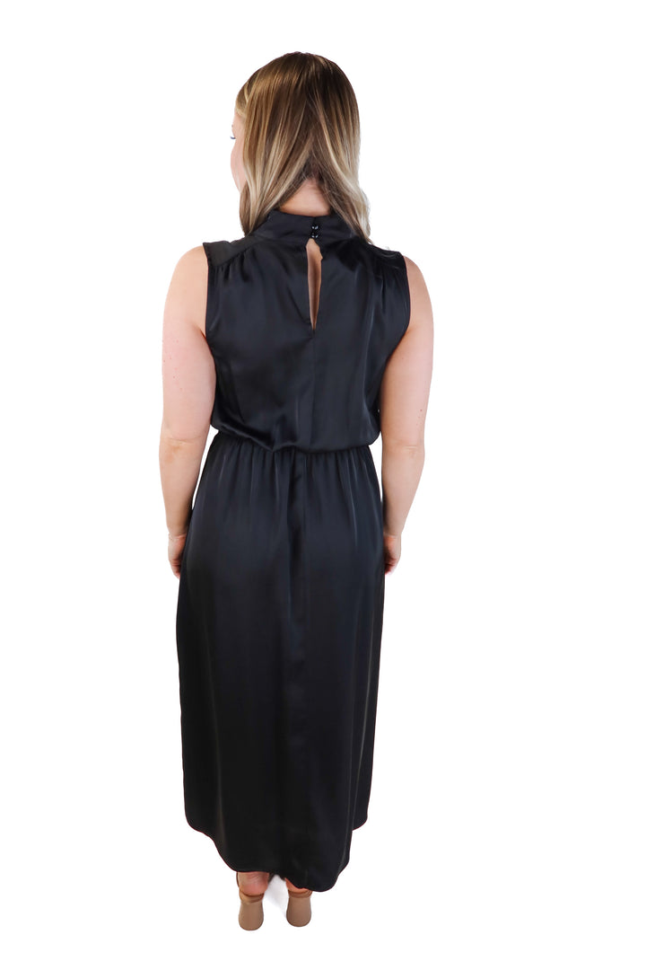 BTFBM black satin maxi dress (s)