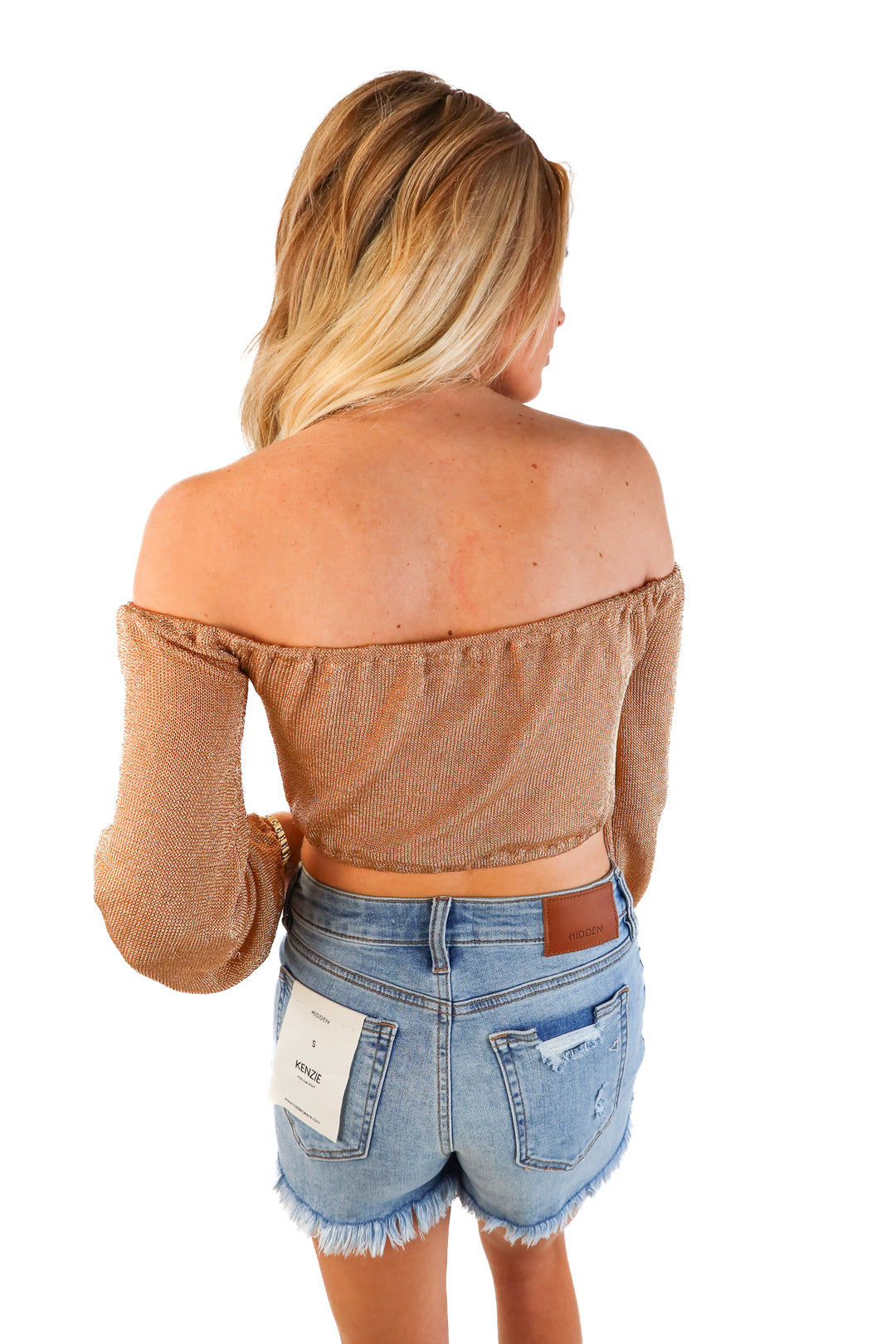Lovers and Friends Metallic Rose Gold Knit Crop Top NWT (XS; retail $98)