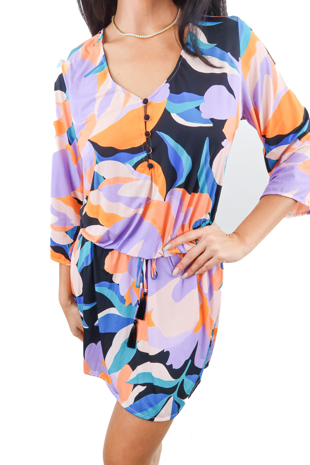 hermoza multiprint abstract mini dress (S)