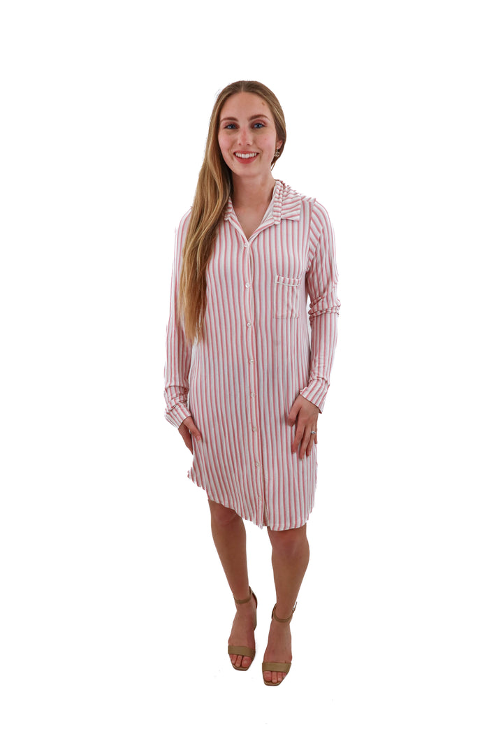 nordstrom rack pink striped sleep shirt (S; retail $55)