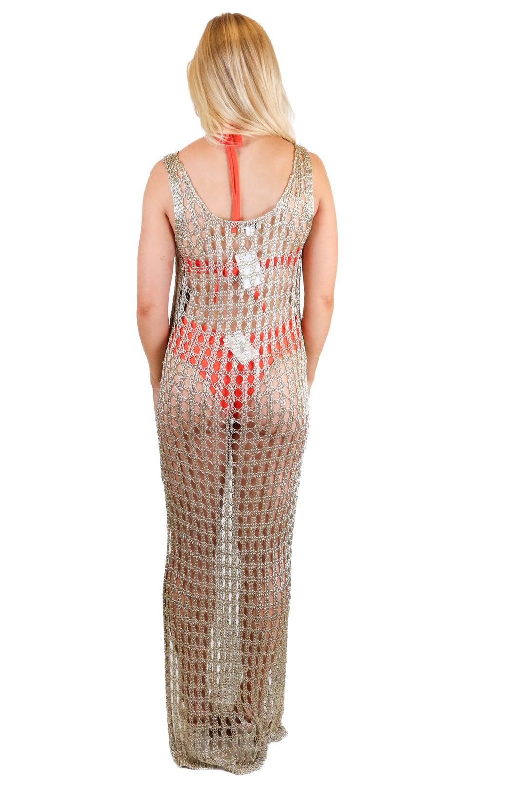 Venus Gold Knitted Cover Up Dress (S)