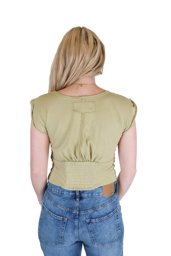 We The Free Light Green V-Neck Top (XS)